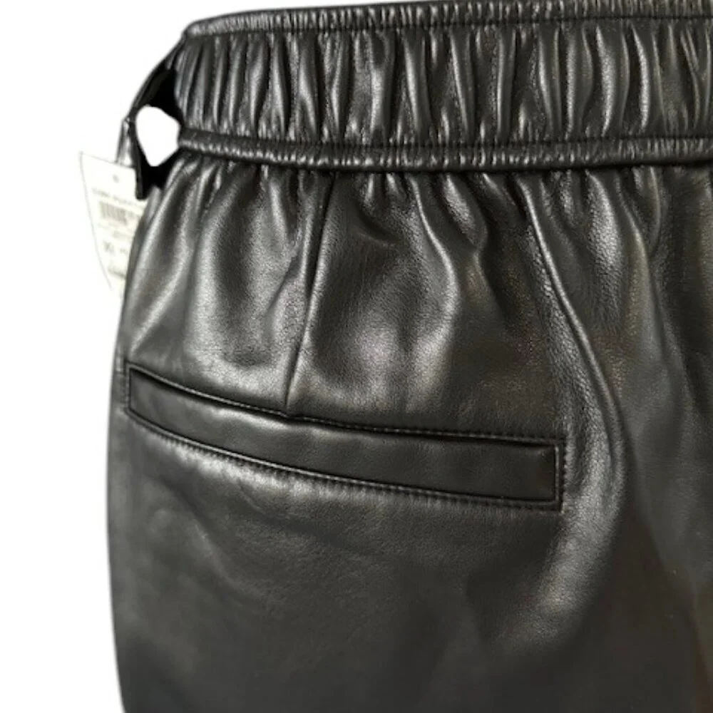 Bar III Faux-Leather Pants Black Adjustable Waist Wide Leg Pocket XL MSRP$99 NWT - Picture 9 of 14